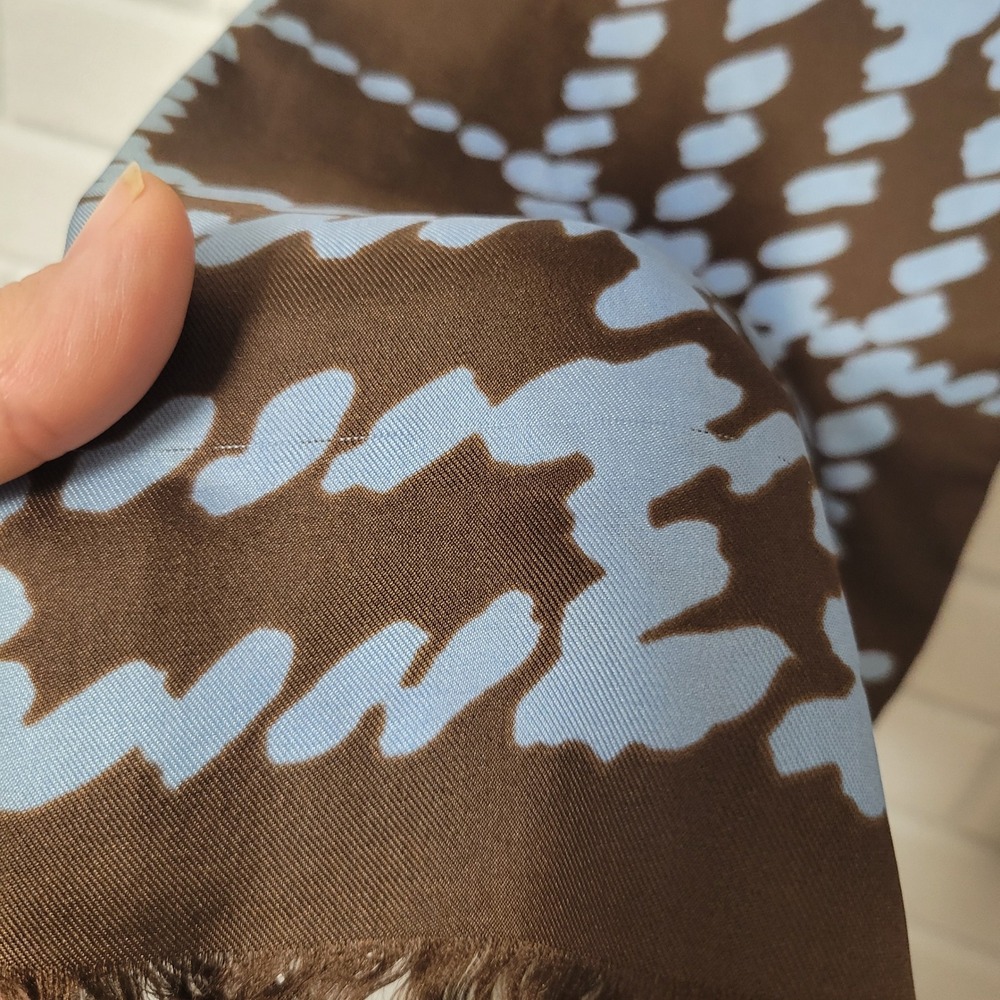 Vintage 1970s Echo Silk Scarf Abstract Houndstooth Plaid Long Mod Quiet Luxury - Picture 8 of 9